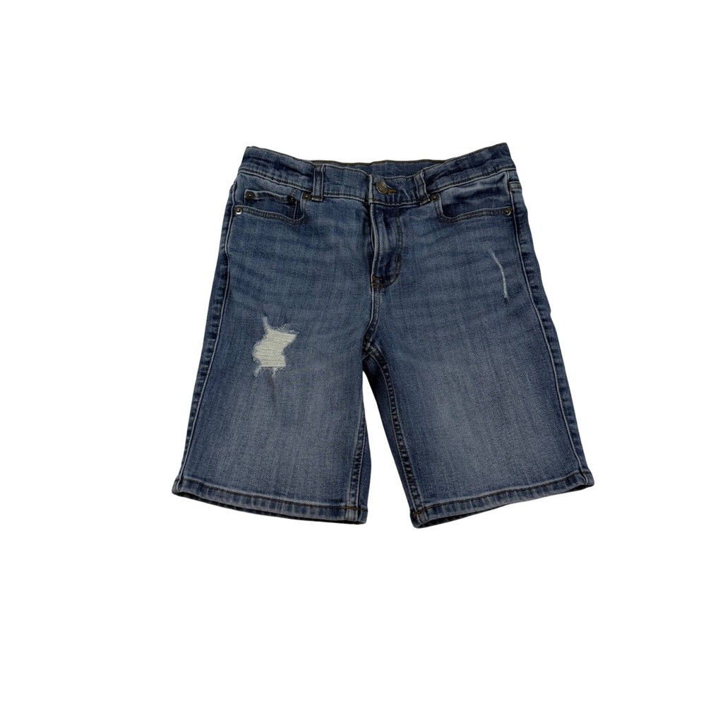 Wonder Nation Boys Blue Distressed Denim Shorts Size 14 Medium Wash Stretch